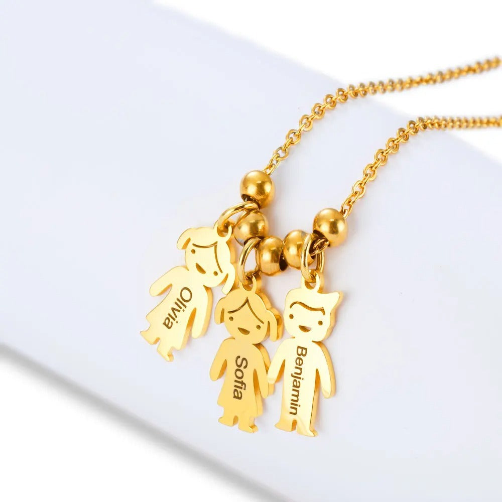 Colar Feminino Personalizado Meus Filhos Banhado