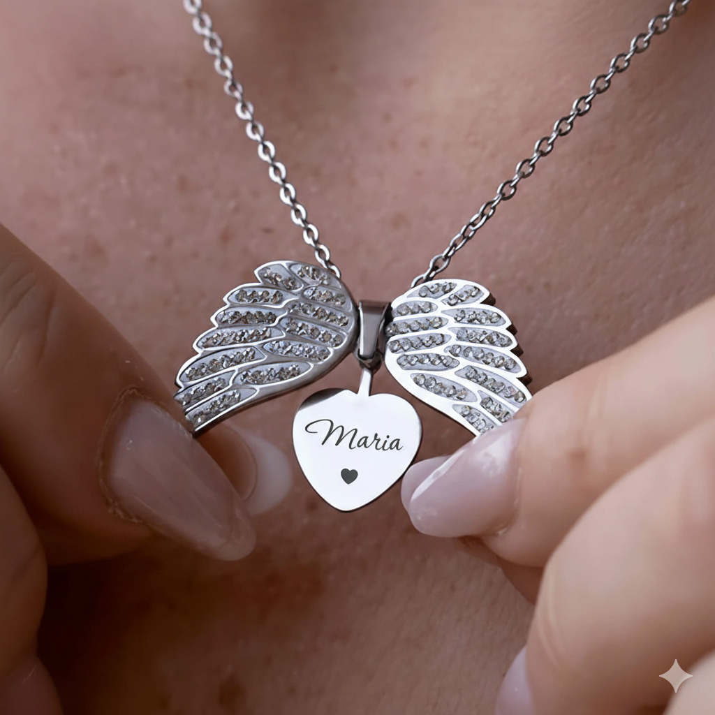 Colar Asas de Anjo Personalizável Banhado