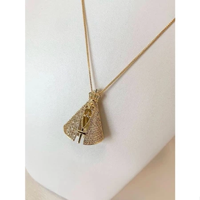 Colar Banhado Ouro 18k Nossa Senhora Aparecida Virgem Maria