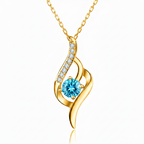 Colar Cristal Aurora dourado com cristal azul central