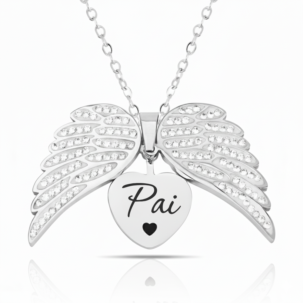 Colar Asas de Anjo Banhado Meus Pais