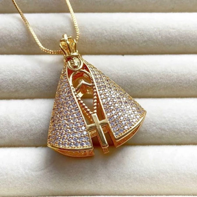 Colar Banhado Ouro 18k Nossa Senhora Aparecida Virgem Maria