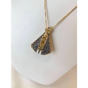 Colar Banhado Ouro 18k Nossa Senhora Aparecida Virgem Maria