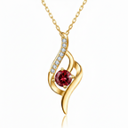 Colar Cristal Aurora dourado com cristal vermelho central