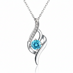 Colar Cristal Aurora prateado com cristal azul central