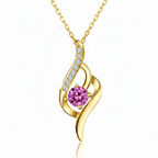 Colar Cristal Aurora dourado com cristal rosa central