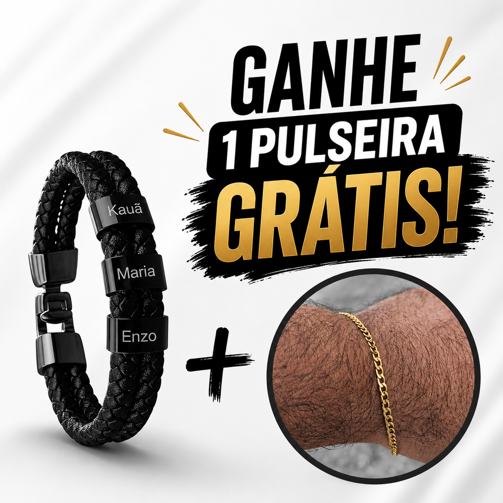 [DIA DOS PAIS] BRINDE Pulseira Banhada a Ouro 18K - Pulseira Laços Personalizada Com Nomes