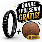 BRINDE Pulseira Banhada a Ouro 18K - Pulseira Conexão Couro Personalizada Com Nomes