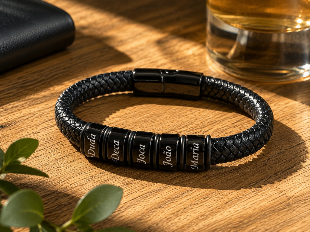 Pulseira Conexão Ajustável Personalizada Com Nomes - Aço Inox