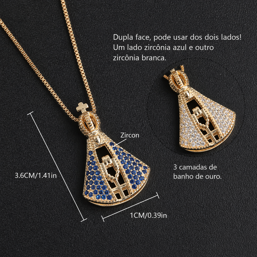 [COMPRE 1 LEVE 2] Colar Maria Nossa Senhora Aparecida - Dupla Face