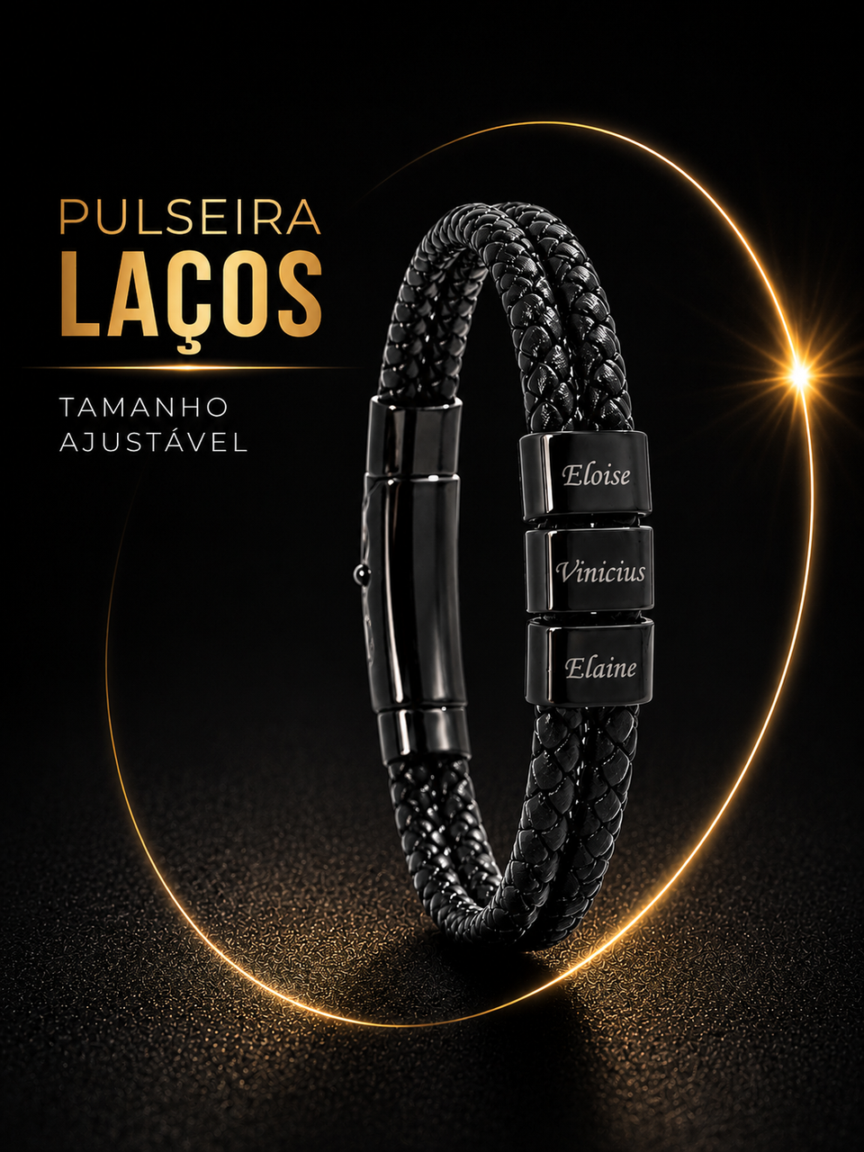 Pulseira Laços Ajustável Personalizada Com Nomes - Aço Inox
