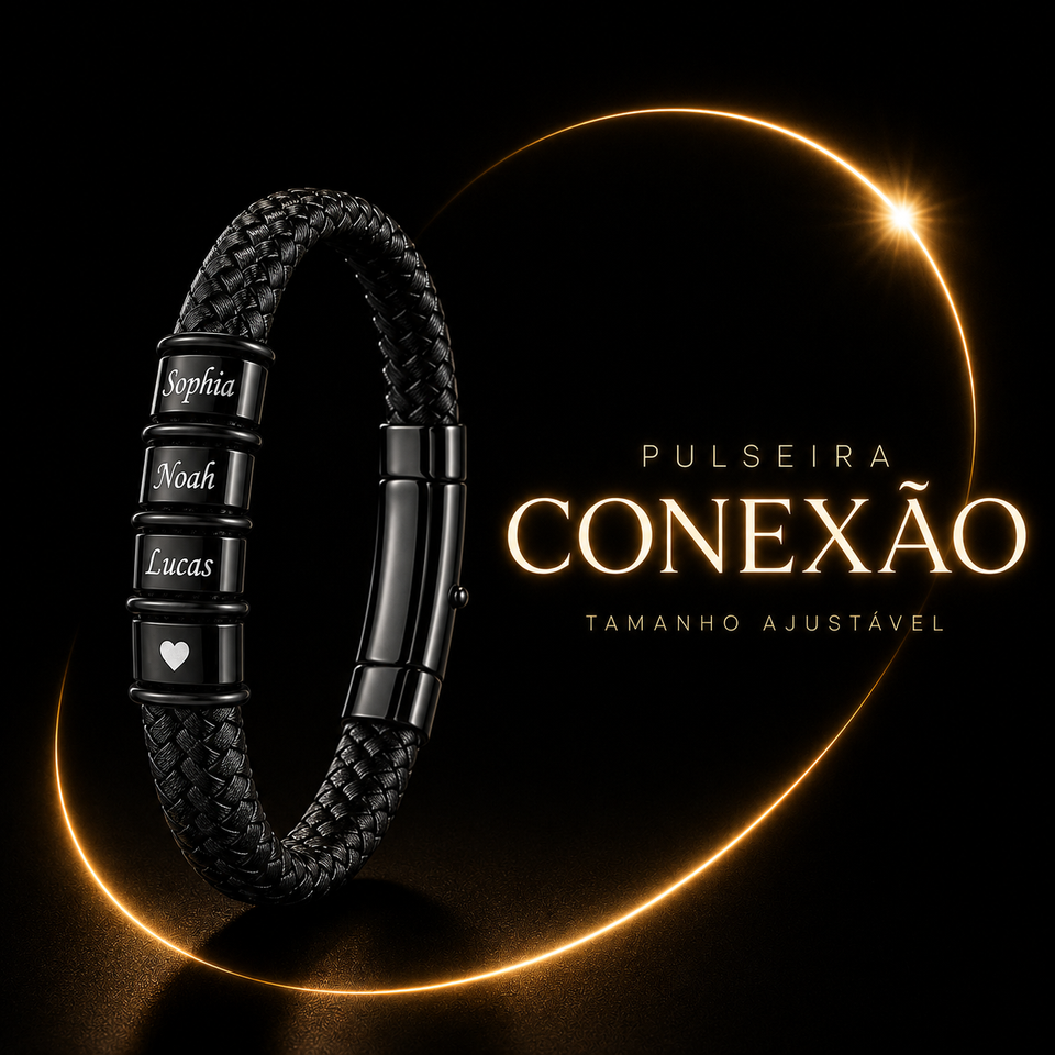 Pulseira Conexão Ajustável Personalizada Com Nomes - Aço Inox