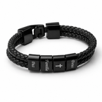 Pulseira Couro Personalizada Com Nomes - Pulseira Banhada de Brinde