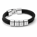 Pulseira Couro Personalizada Com Nomes - Pulseira Banhada de Brinde
