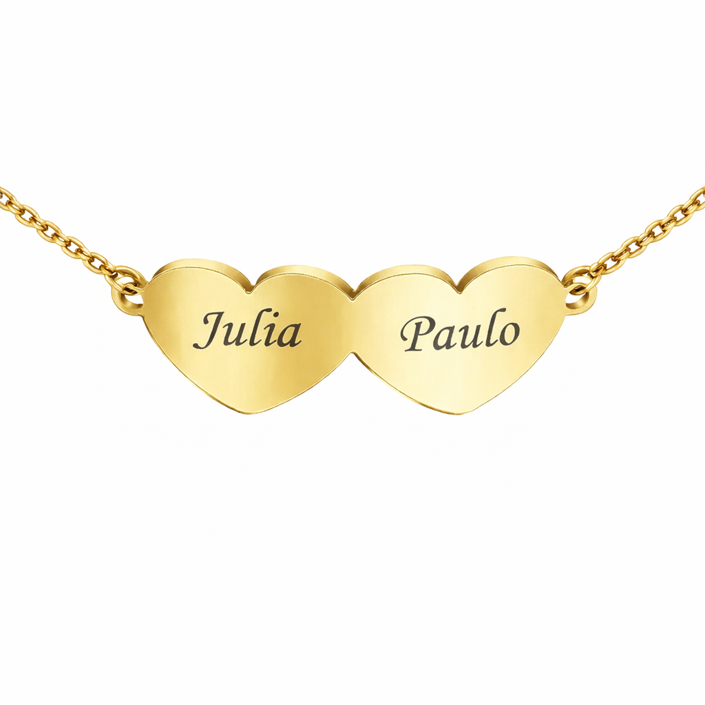 Colar Meus Corações Personalizado Aço Inoxidável Banhado