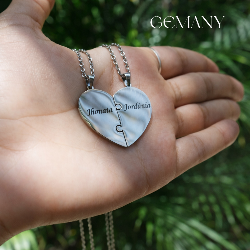 Colar Quebra Cabeça Personalizado - Aço Inox Banhado