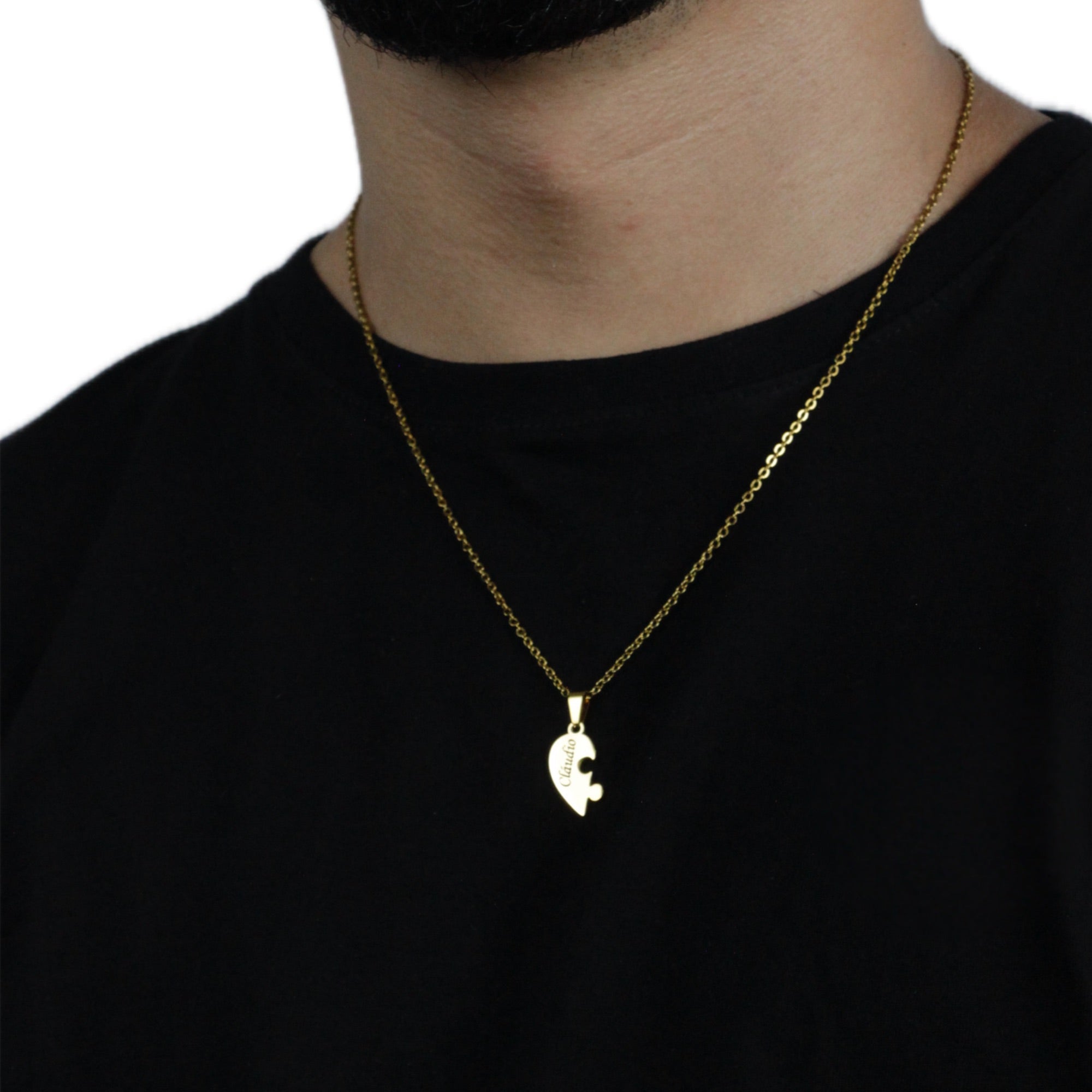 Colar Quebra Cabeça Personalizado - Aço Inox Banhado