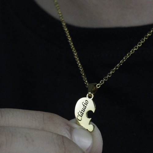 Colar Quebra Cabeça Personalizado - Aço Inox Banhado