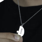 pingente de colar quebra-cabeça prateado personalizado com nome gravado