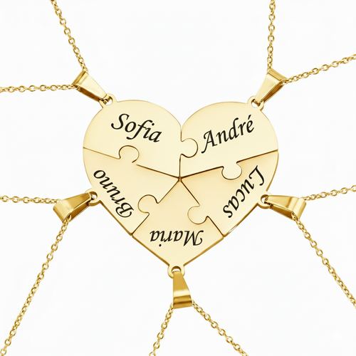 Colar Quebra Cabeça Personalizado - Aço Inox Banhado