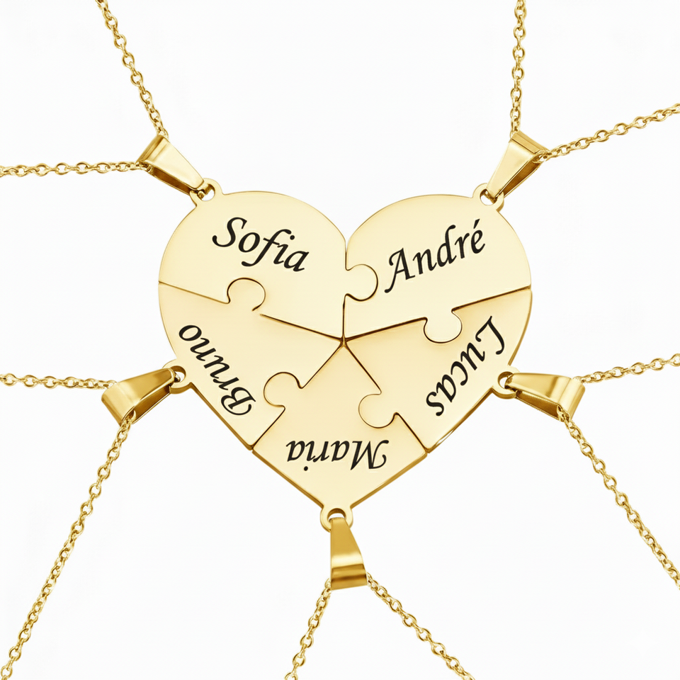 Colar Quebra Cabeça Personalizado - Aço Inox Banhado