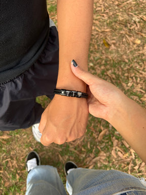 Pulseira Masculina Couro Nomes Personalizados