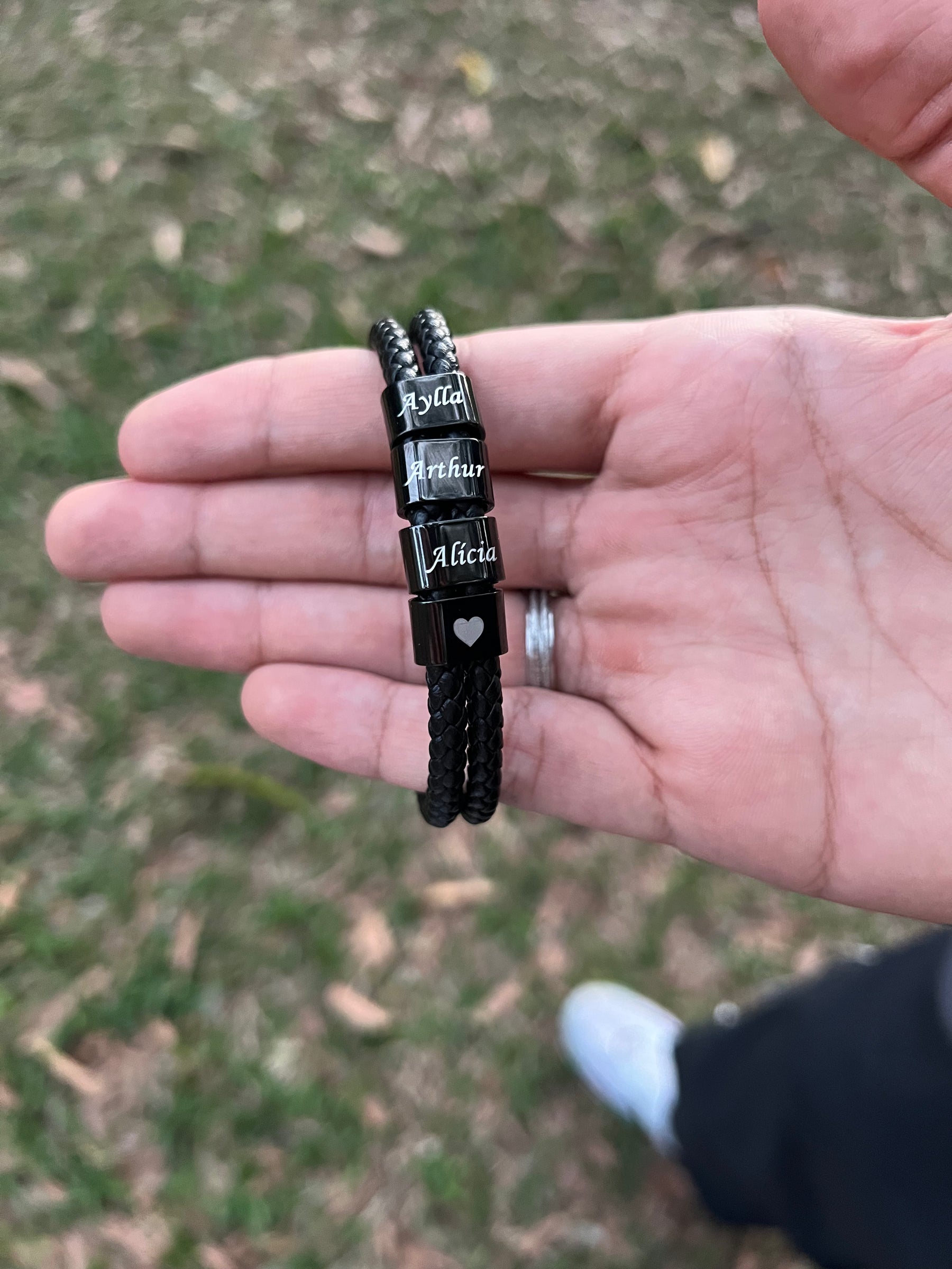 Pulseira Masculina Couro Nomes Personalizados