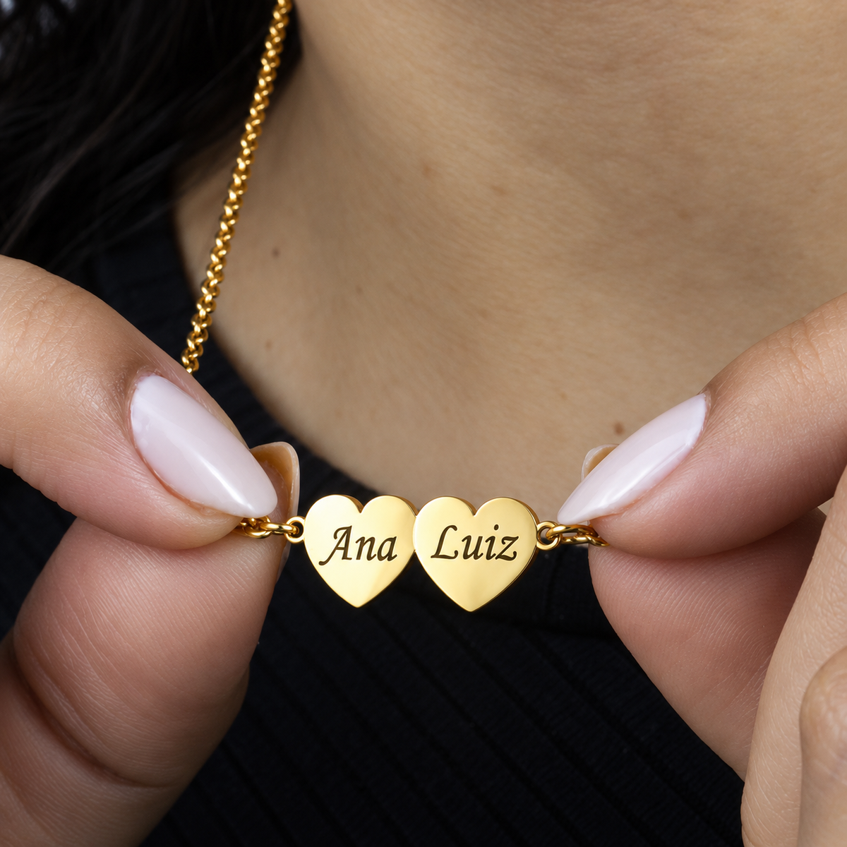 Colar Meus Corações Personalizado Aço Inoxidável Banhado