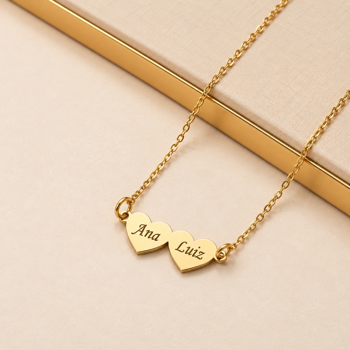 Colar Meus Corações Personalizado Aço Inoxidável Banhado