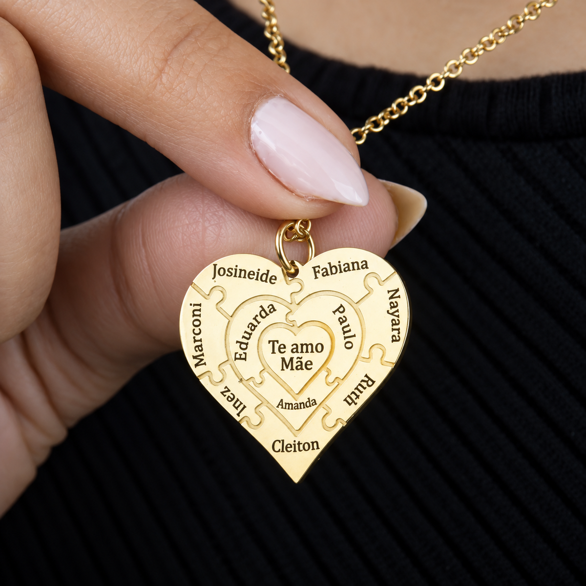 Colar Coração de Mãe Personalizado - Aço Inox Banhado