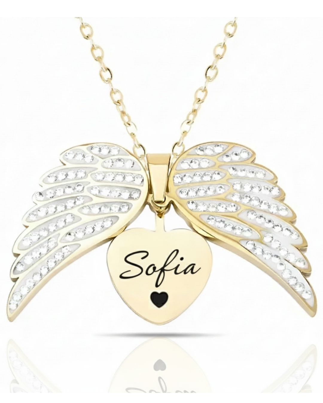 Colar Asas de Anjo Personalizável Banhado