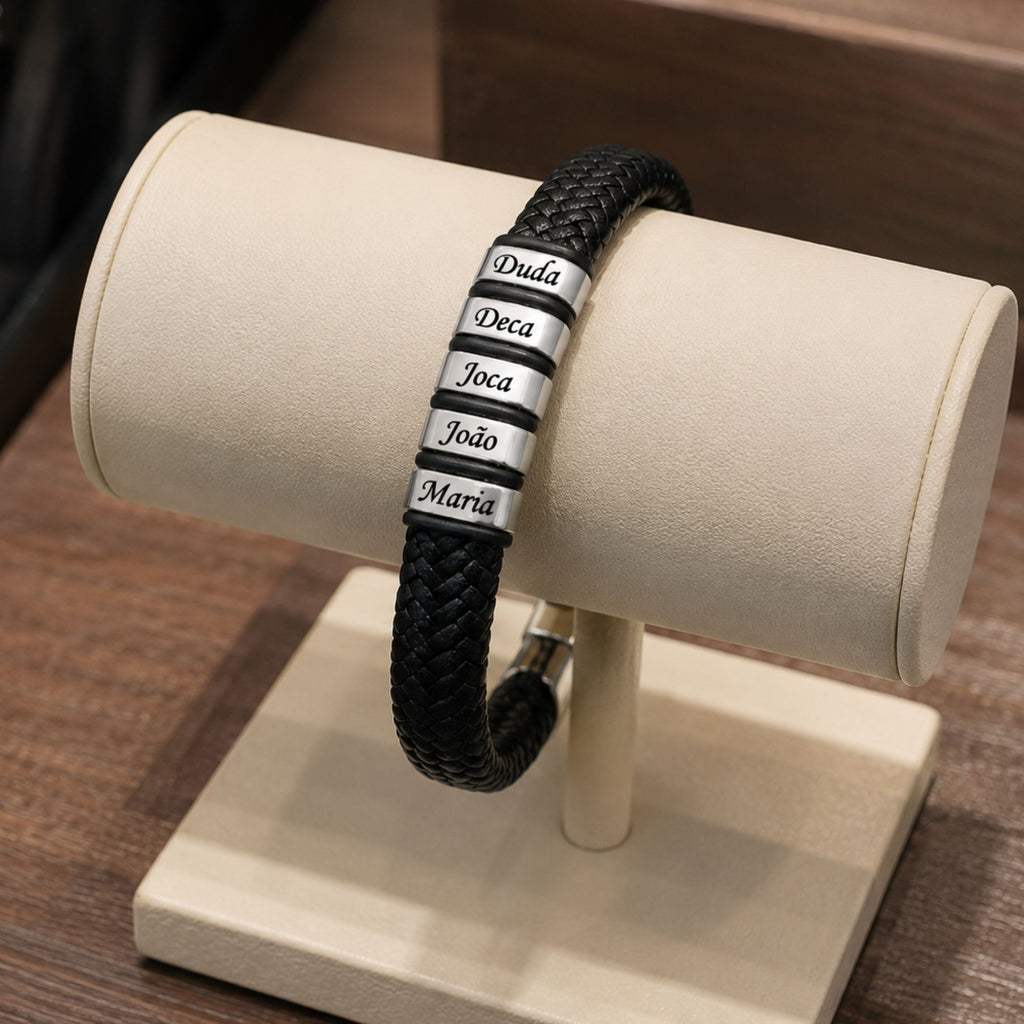 Pulseira Conexão Ajustável Personalizada Com Nomes - Aço Inox