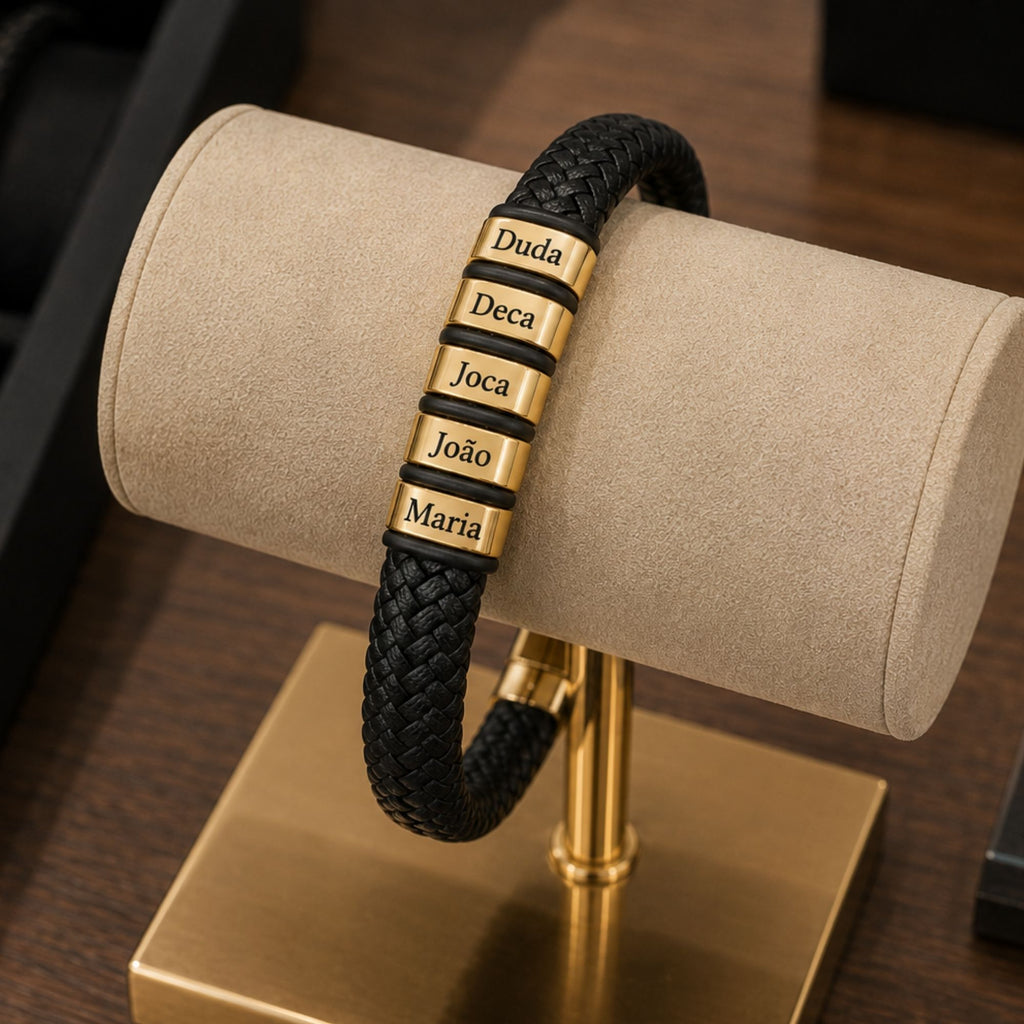 Pulseira Conexão Ajustável Personalizada Com Nomes - Aço Inox