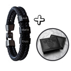 Pulseira Couro Personalizada Com Nomes - Brinde Carteira Personalizada