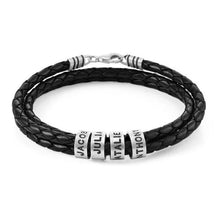 Pulseira Masculina de Couro Elo de Nomes Personalizável