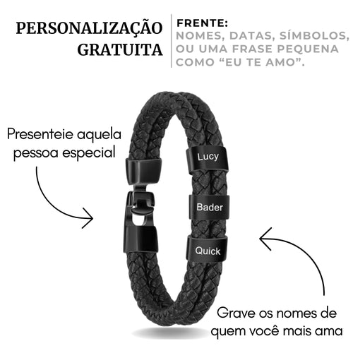 Pulseira_masculina_de_couro_preto_com_cilindros_pretos_gravados_com_palavras_como_Deus_Familia_e_Paz
