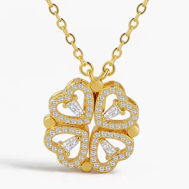 Colar Feminino Trevo de Quatro Folhas Magnético